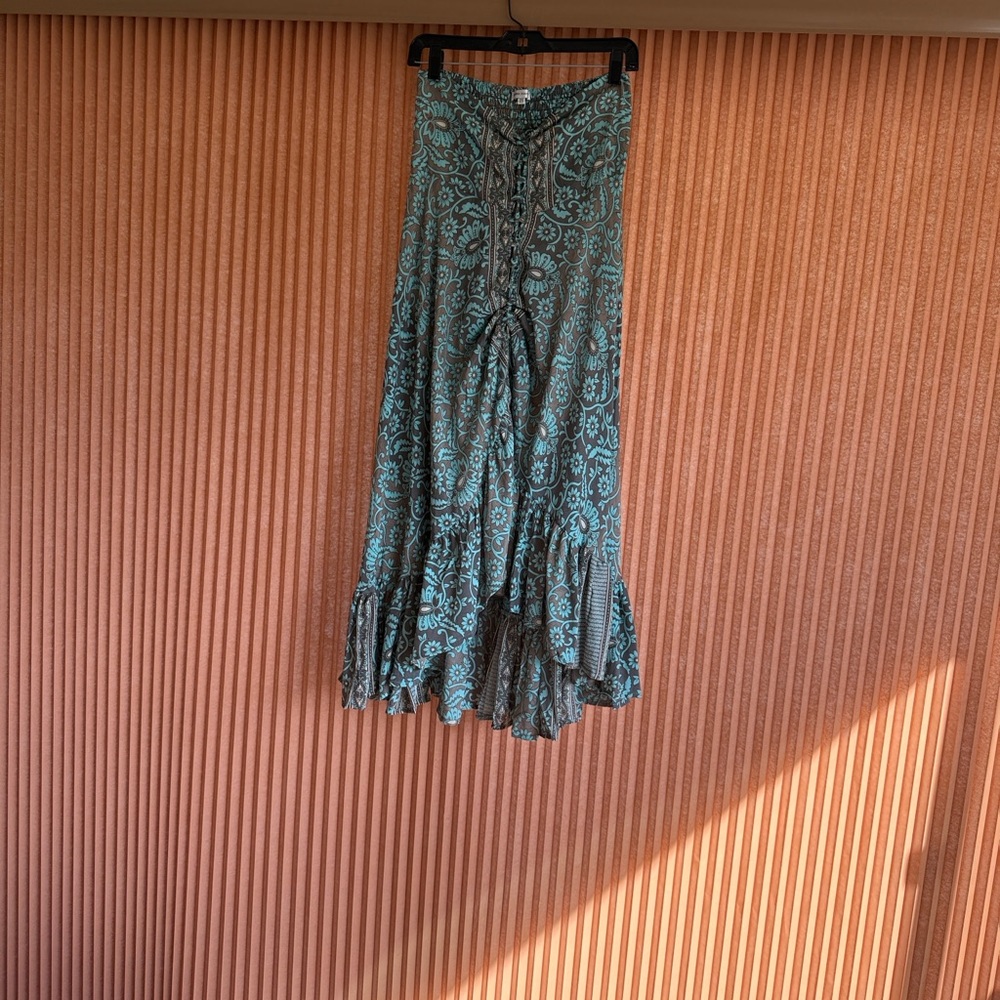 Karma Highway Elegant Teal Paisley Maxi Skirt